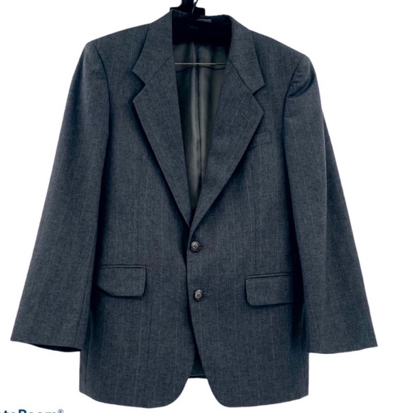 CHRISTIAN DIOR Vintage 80’s Charcoal Gray Wool Blazer Size 44L - Picture 1 of 11